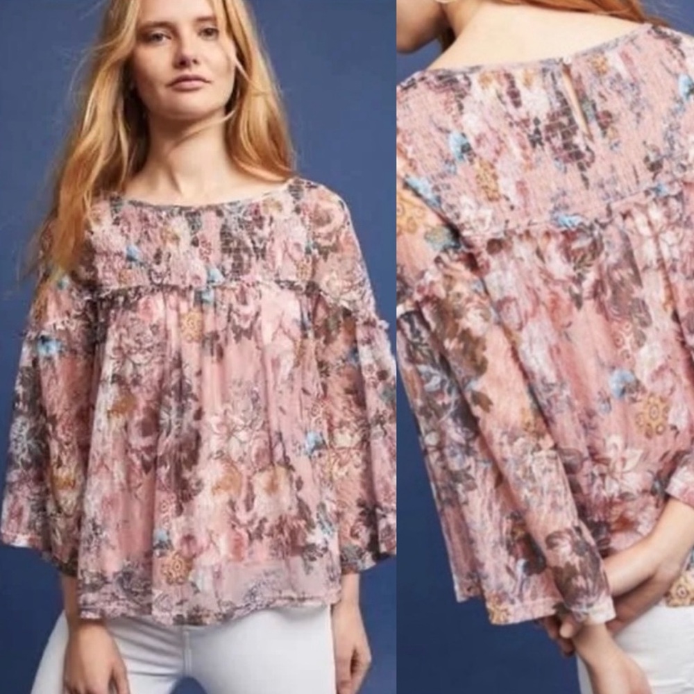 Anthropologie Akemi + Kin Floral Cottagecore Lace Patriza Blouse Size S